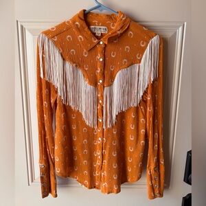 Idyllwind Orange Western Shirt with White Accents